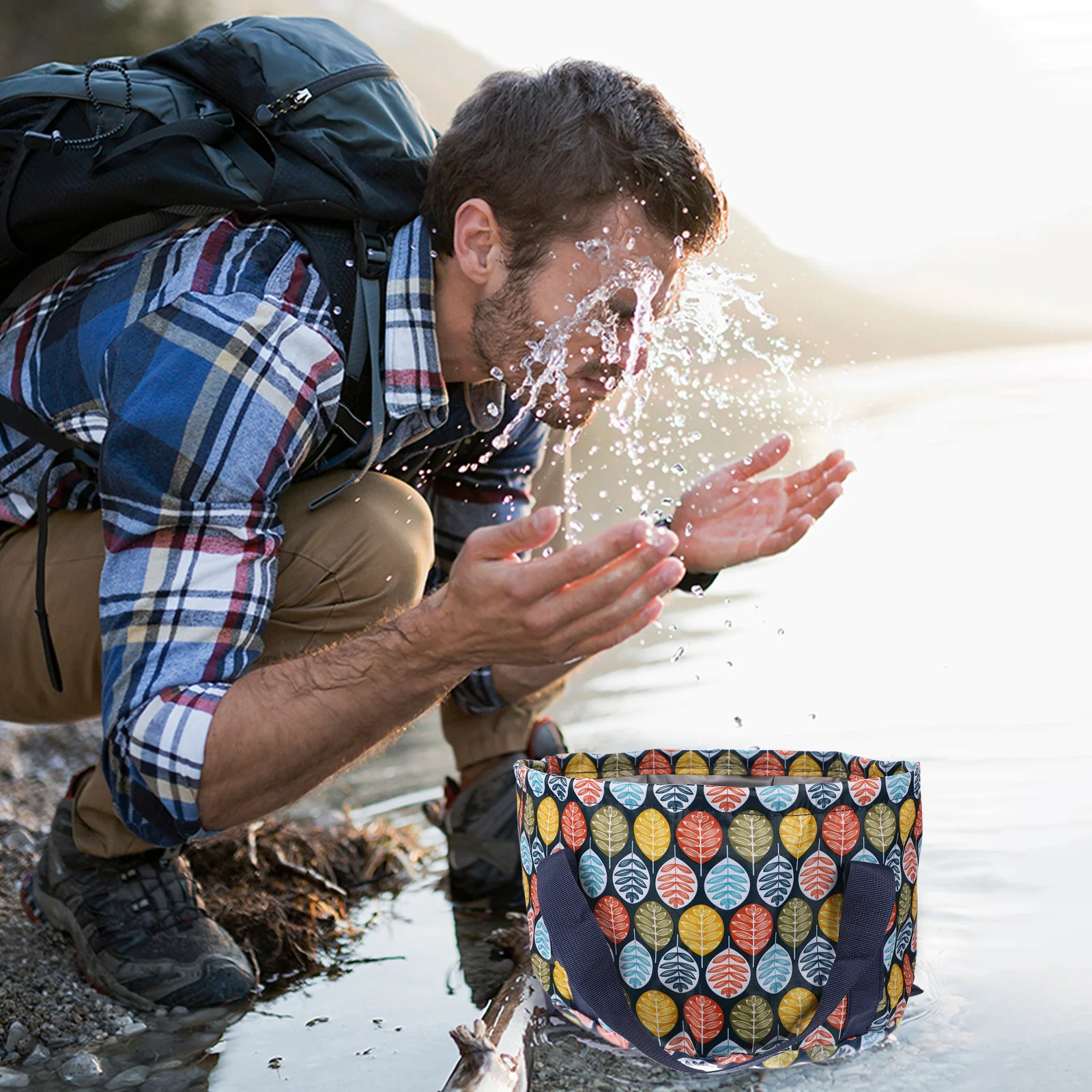 

1Pcs Portable Foot Soaking Basin 21L Waterproof Nylon Folding Travel Foot Bath Tub Multipurpose Outdoor Camping Water Bucket