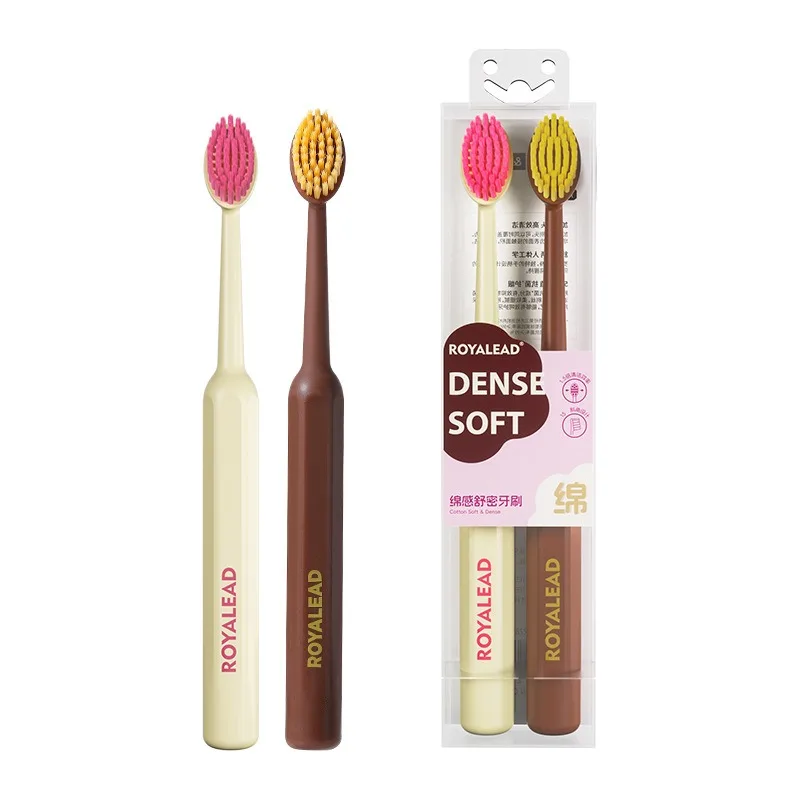 2PCS Roman Column Wide Head Toothbrush Olive Head Toothbrush Adult Soft Bristled Gingival Protection Toothbrush Oral Hygiene