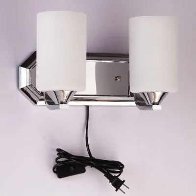 LED Cold / Warm / Plug-in Type Frosted Glass Single/Double Head Wall Sconce Chrome FinisWall Lamp For Bedroom Indoor Lighting image 4