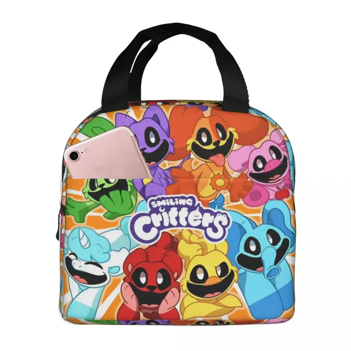 Smiling Critter Animal Game Insulated Lunch Bag Leakproof  Reusable Thermal Bag Tote Lunch Box School Picnic Food Bag