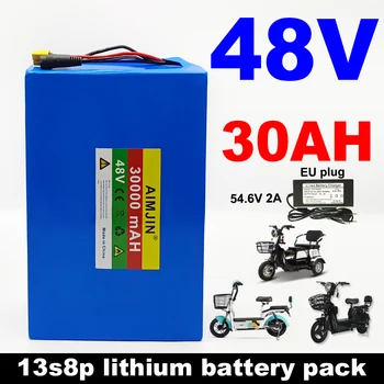 48V 30Ah 30000mAh 18650 13S8P Lithium Battery Pack Large Capacity Suitable for 48V 250-1500W Built-in BMS+54.6V2A Charger 1