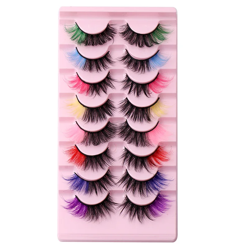 8 pairs Vibrant Colored False Eyelashes for Festival, Cosplay, and Stage Makeup - Dramatic and Decorative Fake Lashes Extension