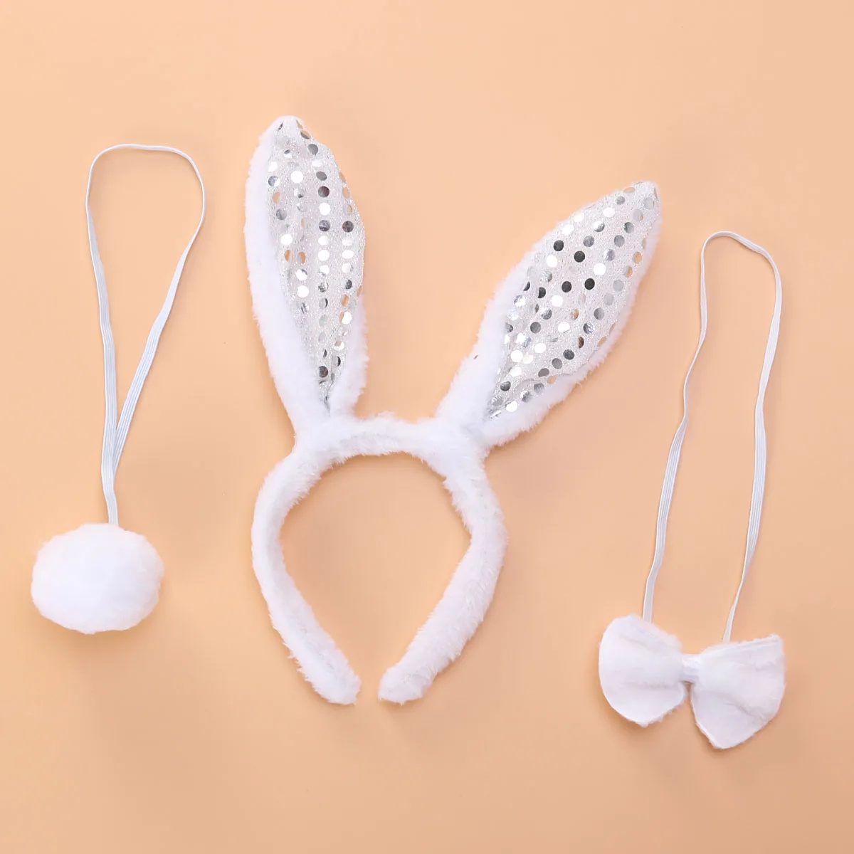 

3 Pcs Ornaments for s Headband Bow End Tail Rabbit Ear Aldult Tie Silver Women's