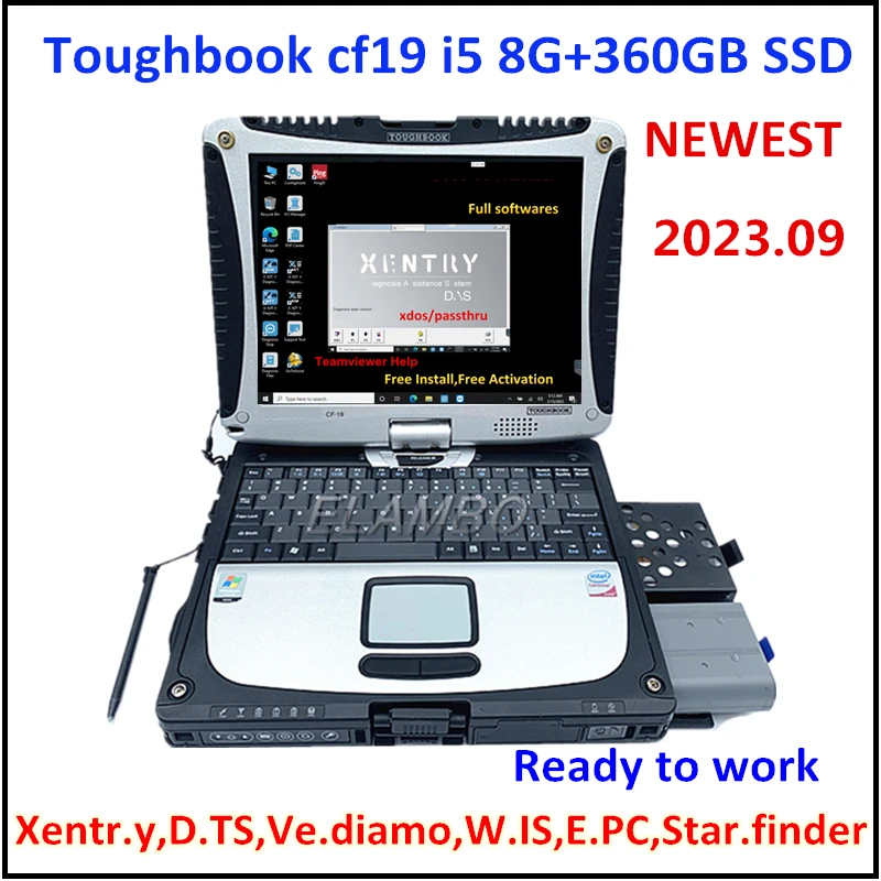 

For Panasonic Toughbook CF19 CF-19 I5 CPU+360GB SSD with 2023.09 xentry full software for MB Star C4/C5/C6 diagnostic openport