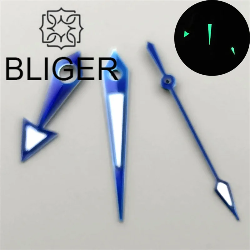 BLIGER New Watch Hands With Arrow Head Black Blue Silver Rose Gold Color Green Luminous ForNH35 NH36 ETA 2824 PT5000 Movement