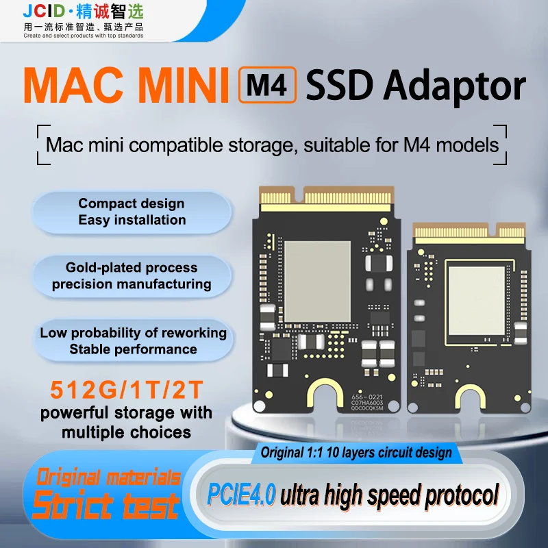 JCID SSD M4 Mac Mini-2TB/1TB/512GB Internal Solid State Hard Disk M4 SSD Drive 10-Layer PCB Board  For MAC MINI M4 SSD Capacity