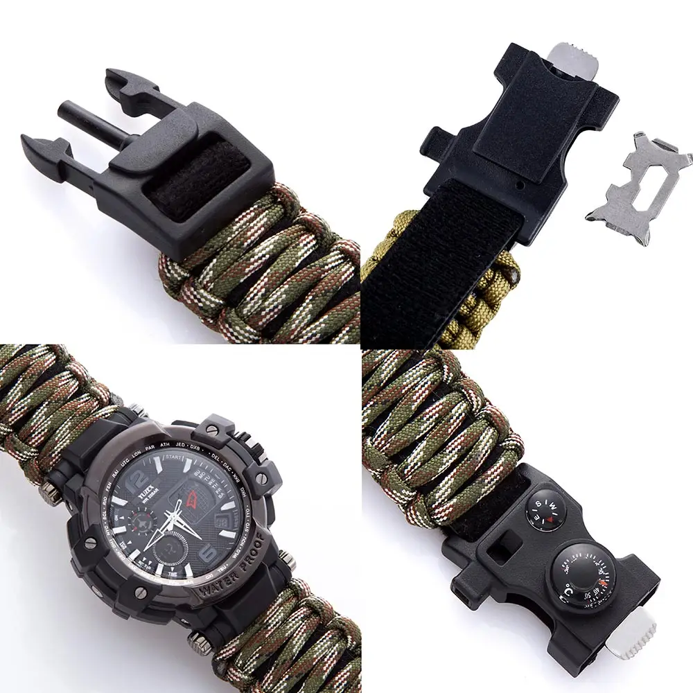 Men Military Sports Digital Watches Compass Outdoor Survival Multi-function Waterproof Watch Masculino Cinta Metrica Electronica