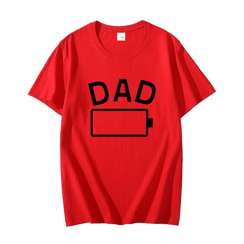 Funny graphic t shirts Dad Empty Power Battery Cotton men's short sleeve t-shirt Oversized t-shirt Summer Men's clothing