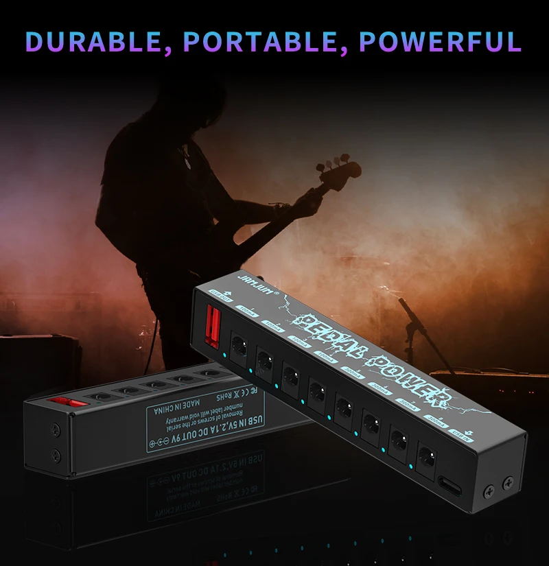 JAMJUM Effector Power Supply 8 Isolated DC Output USB IN 5V 2.1A & 8 DC OUT 9V & 1 USB OUT view 6