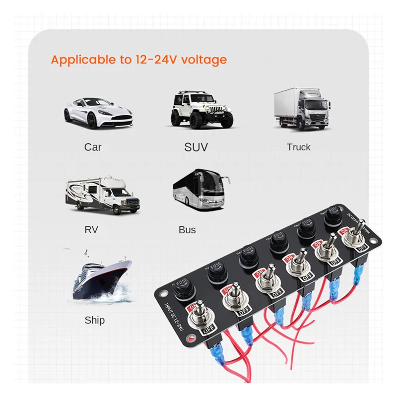 

12/24V Car Panel Multi Switch Panel Switch Power Control Universal-T61C