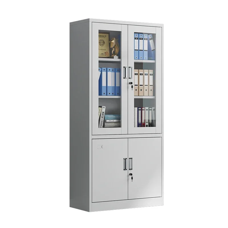 2 door filing cabinet cupboard with glass, commercial metal cabinet for office