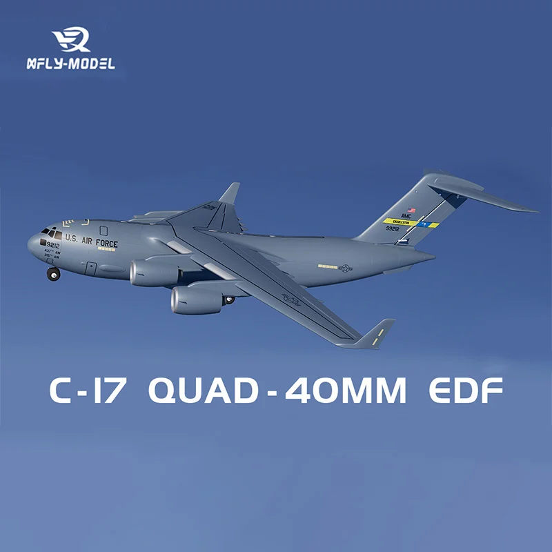 XFly C-17 Globemaster Quad 40MM EDF Jet Stunt Flight Sound Simulation Electric Model Aircraft Fixed-Wing Transport Aircraft C17