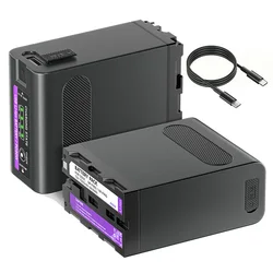 NP-F990 F980 F970 F750 Battery With PD30W Fast Charge for Sony NP F980 F970 F960 F750 F570 NEX-EA50C HXR-HD1000C VL-D85T Light
