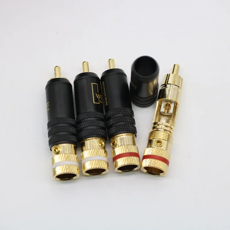 سلك إشارة ألماني مطلي بالذهب ، قابس لوتس RCA ، صوت الحمى ، مكبر صوت ، 4 *