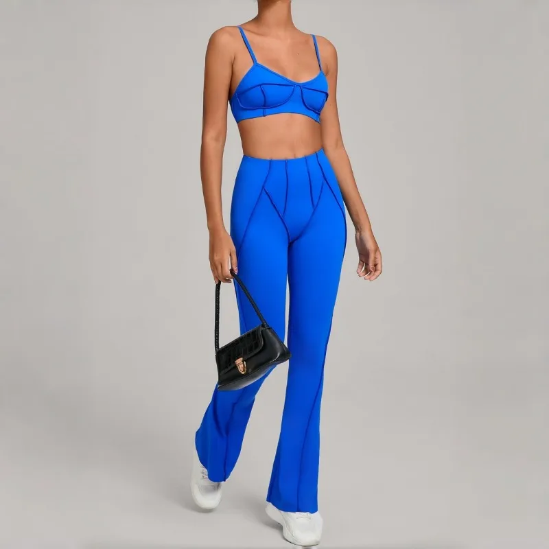 

Women's Woolen Tight Yoga Set High Elasticity Hip Lifting and Slimming Bra Pants Sports Set Outdoor Running and Fitness Clothing