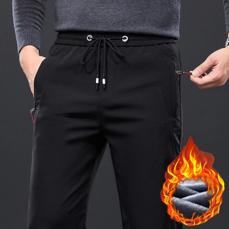 Winter New Men Casual Fleece Pants Male Classic Thickened Warm Slim Fit Trousers Fashion Versatile Brand Clothes