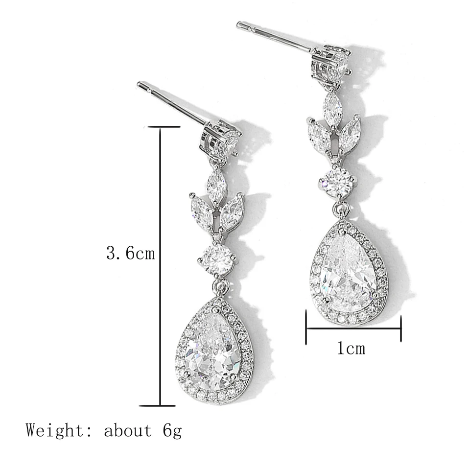 ZAKOL Brand Unique AAA Cubic Zirconia Drop Earrings Elegant Water Drop Crystal CZ Bridal Wedding Jewelry