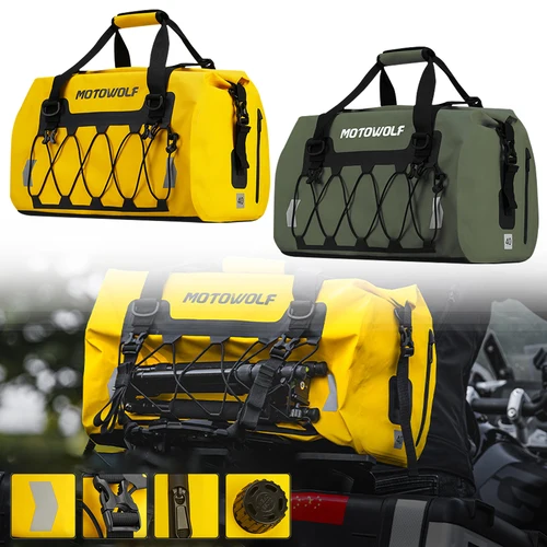Bolsa de asiento trasero para motocicleta, bolsa impermeable de 40L, 66L, 90L, bolsa de lona seca para viajes, motociclismo, ciclismo, senderismo, Camping
