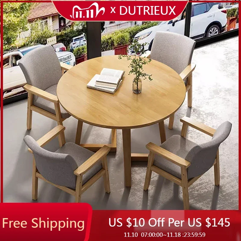 

Luxury Nordic Dining Table Restaurant Salon Modern Balcony Study Dining Table Round Office Writing Mesas De Jantar Furniture