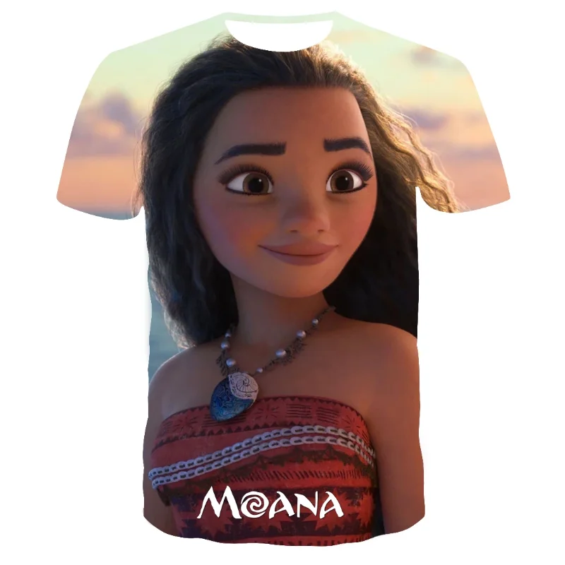 Disney Anime Movie Moana 3D Print T-shirt Cute Cartoon Boys Girls Round Neck Short Sleeves T Shirt Fashion Harajuku Street Tops