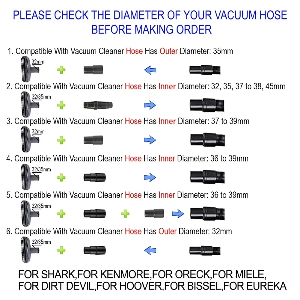 5 قطعة/المجموعة خرطوم مكنسة طقم محوّل المخفض محول من 1 1/2 بوصة إلى 1 1/4 بوصة قطع الغيار استبدال الملحقات