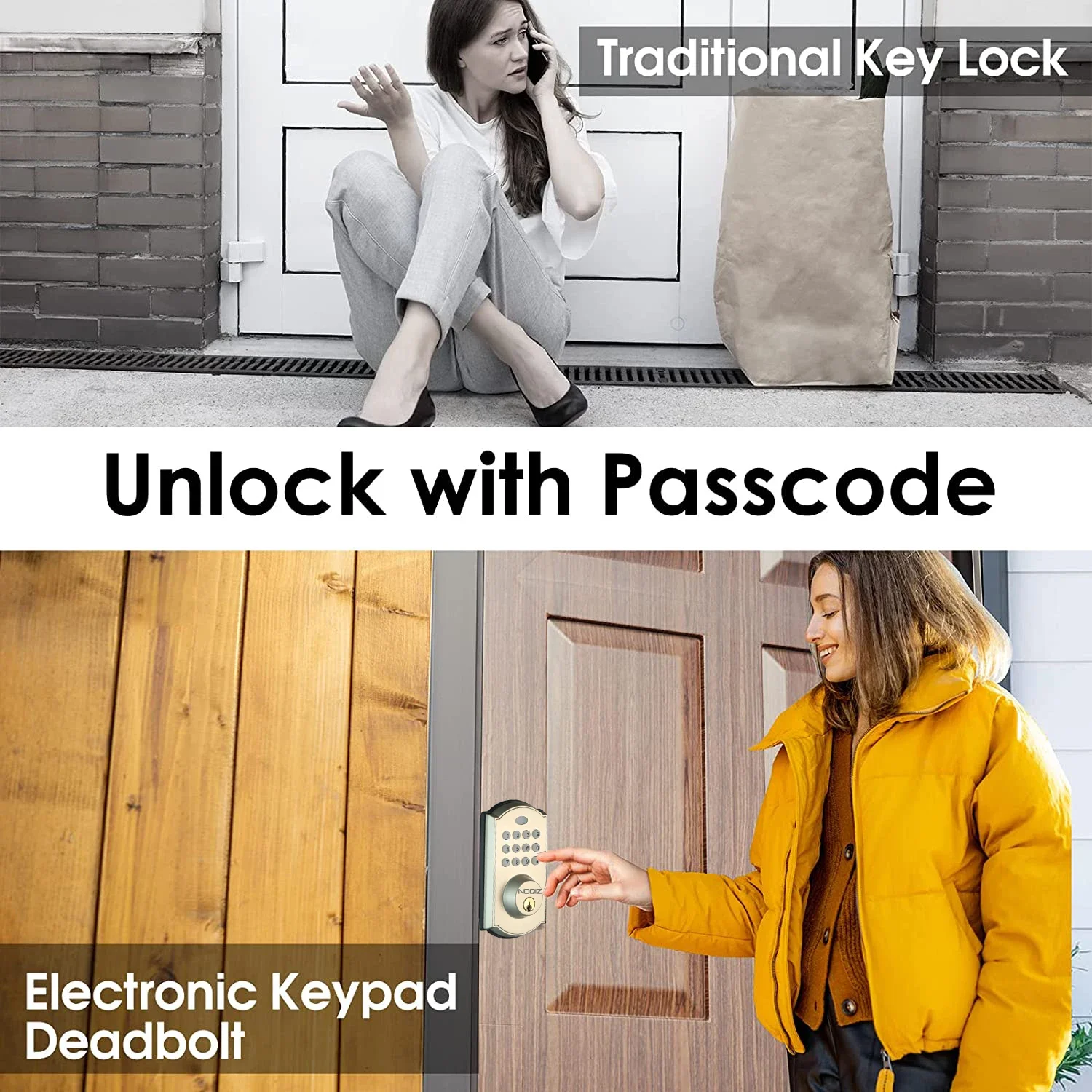 Keyless entry door lock - electronic door lock with keypad, smart latch lock with automatic lock, safe waterproof  19l