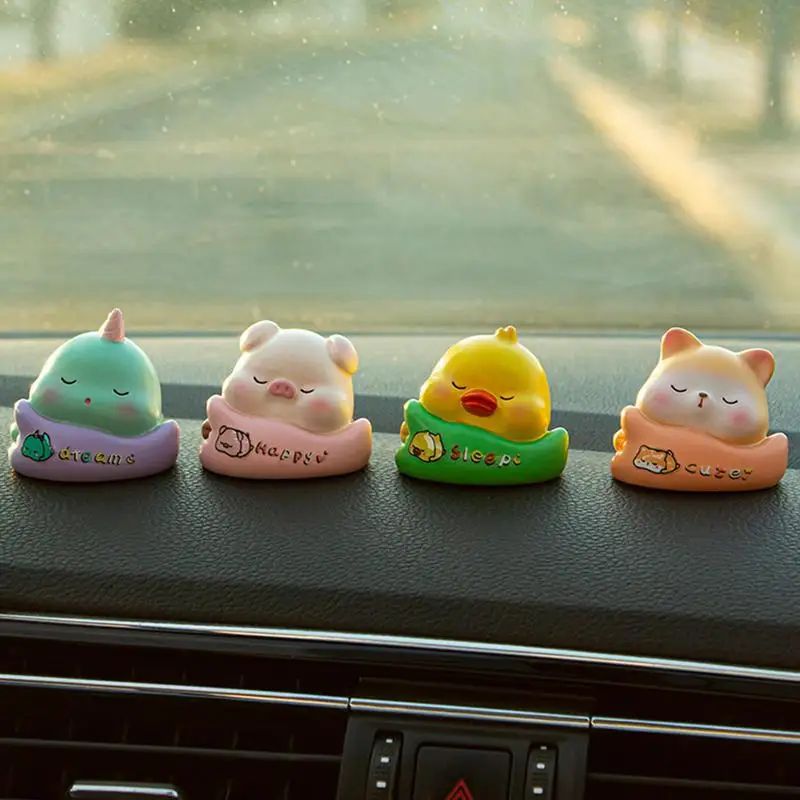 Desktop Animal Figures Tabletop Small Dogs Resin Sculptures Car Dashboard Animal Resin Statue For Car Bedroom Home Desk Bedroom