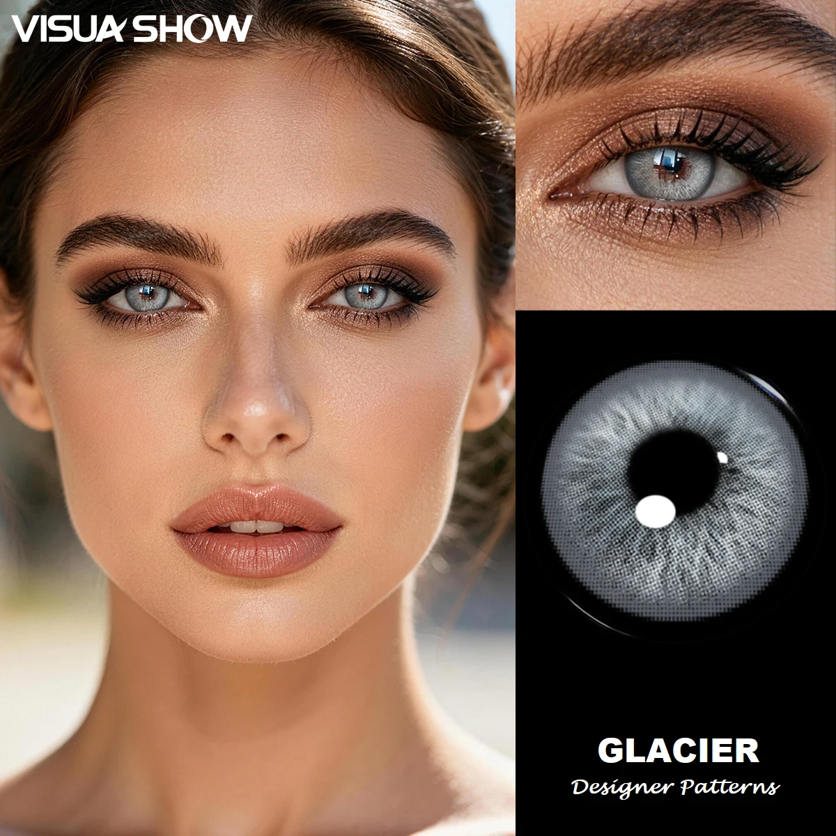 VISUASHOW 1 Paar graue Kontaktlinsen, kleine Pupille, halbjährlich verwendbare, farbige Kontaktlinsen zur Augenvergrößerung für Beauty, Cosplay und Make-up – Detail 5