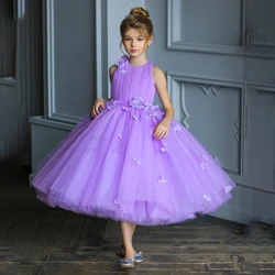 Summer Wedding Girl Party Dresses for Christmas Costume Formal Lace Bridesmaid Princess Prom Dress Birthday Flower Kids Clothing