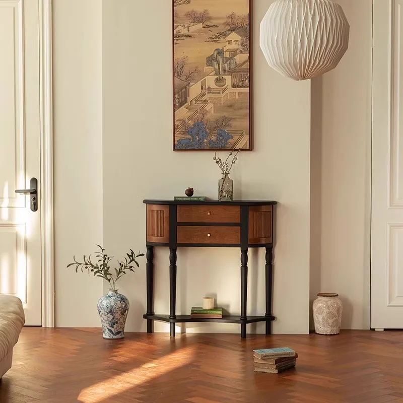 

Simple living room, entrance cabinet, French retro integrated wall with drawers, dining side cabinet, solid wood storage side