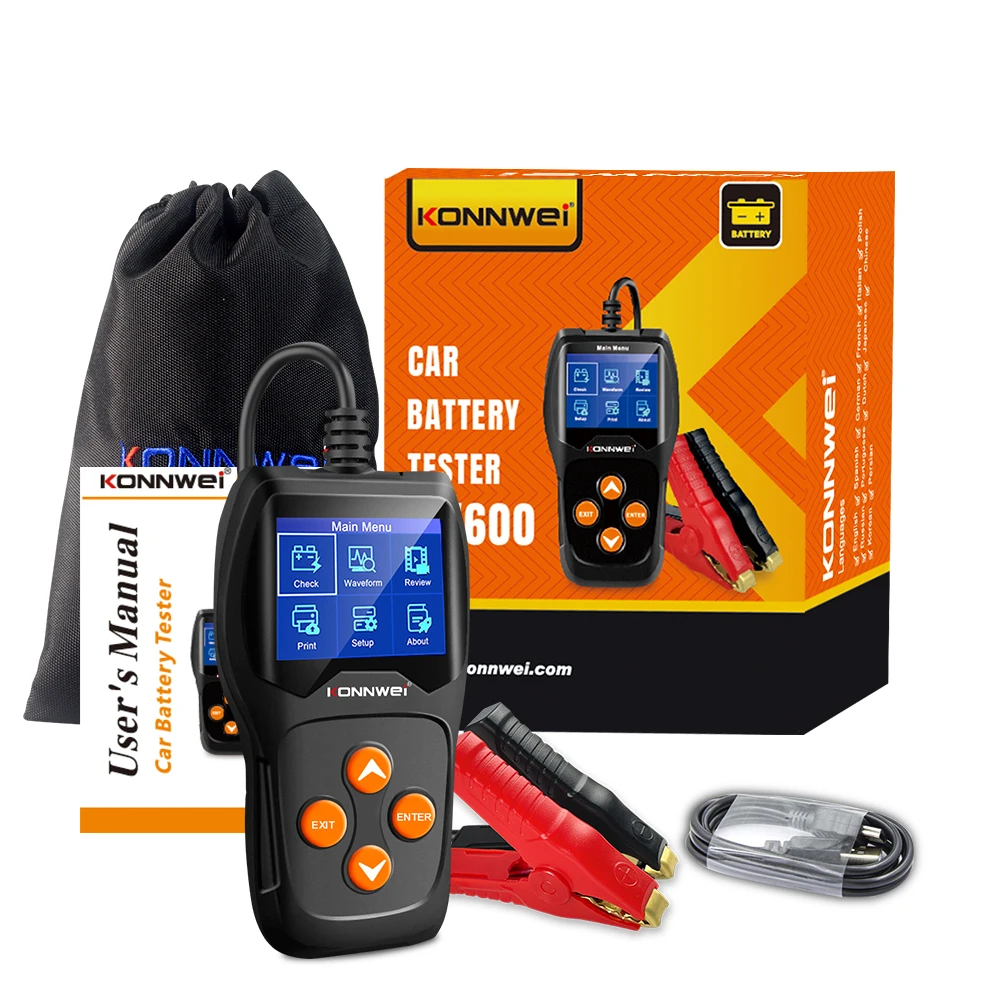 

KONNWEI KW600 Digital Car Battery Tester 12V Analyzer Scanner 100 to 2000CCA Battery Health Faults Auto Diagnostic Tool