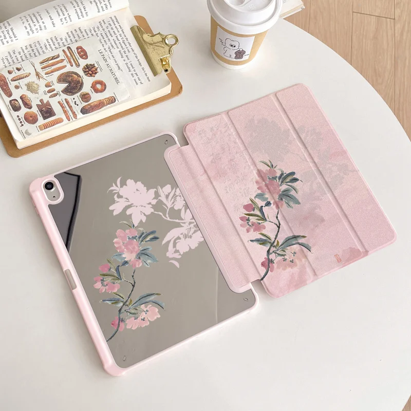 Pink Sweet Ink Flower Girl Couple For iPad 11th A16 10 9 8 7 5 Pro 13 11 M5 M4 M3 M2 12.9'' Air  4 3 2 1 Mini 7 6 8.3'' Cover