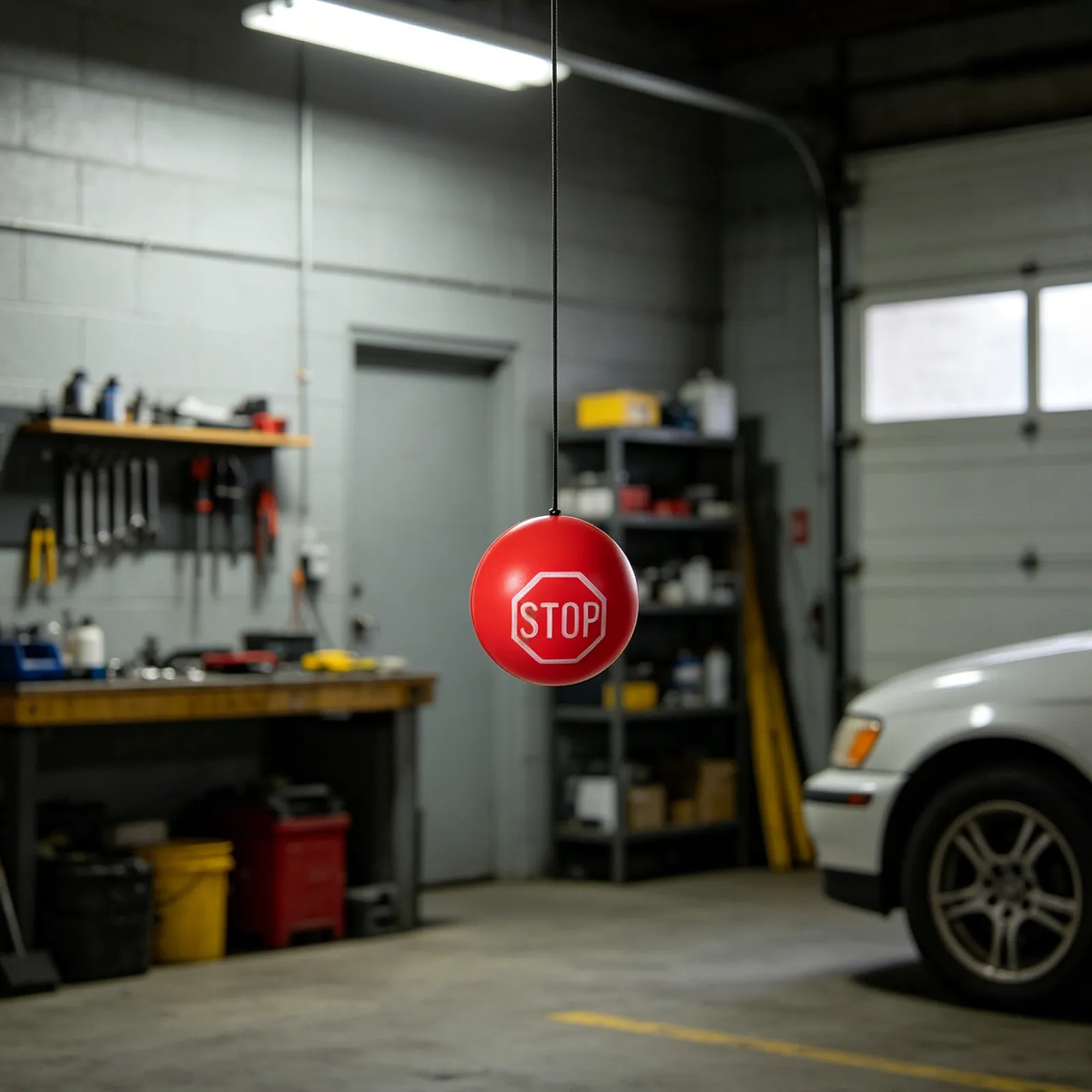 1Set Garage Tennis Ball Parking Aid Red with 13Ft Elastic String Adjustable Buckle Garage Parking Stop Indicator Anti-Collision view 5