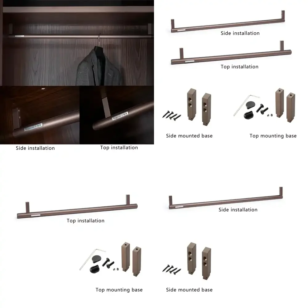 

Qwinn 2026-Wardrobe Aluminum Alloy Circle Clothes Hanger Silent Slip,Cabinet Drying Pole Clothes Hanging Crossbar