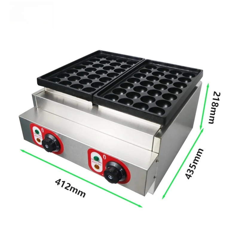 Commercial Electricity Double Plate Fish Ball Waffle Machine 28 Holes Non-stick Snack Round Ball Machine Plate Grill Machine