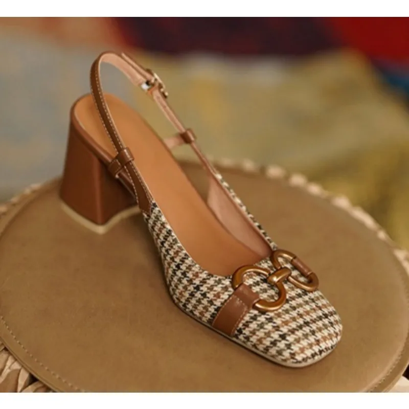 Summer Women Silver Back Clasp Sandals Famele High-Heeled Rhinestone Mary Jane Shoes Ladies Slingback Temperament Gold Pumps