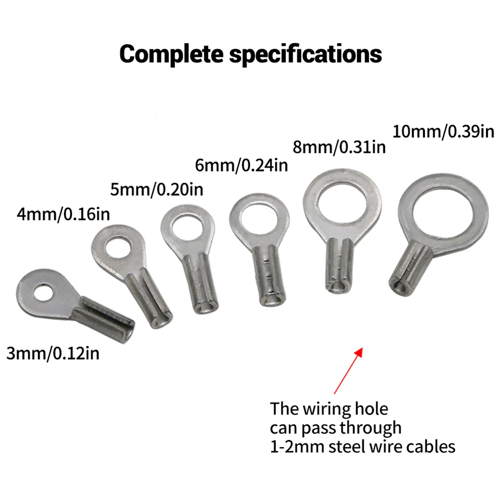 100PCS 304 Stainless Steel OT Terminal Block M3-M10 Screw Fixing Hole Suitable for 1-2mm Steel Wire Rope Connection Accessories