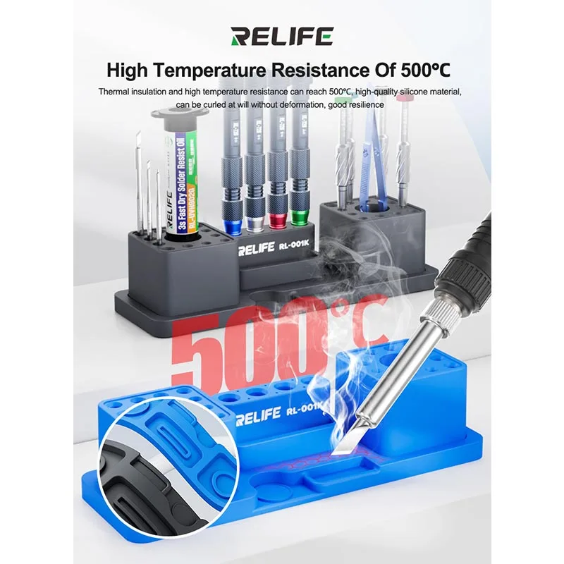 RELIFE RL-001K Silicone Multifunctional Combination Storage Box High Temperature Resistant Tweezers Screwdriver Storage Rack