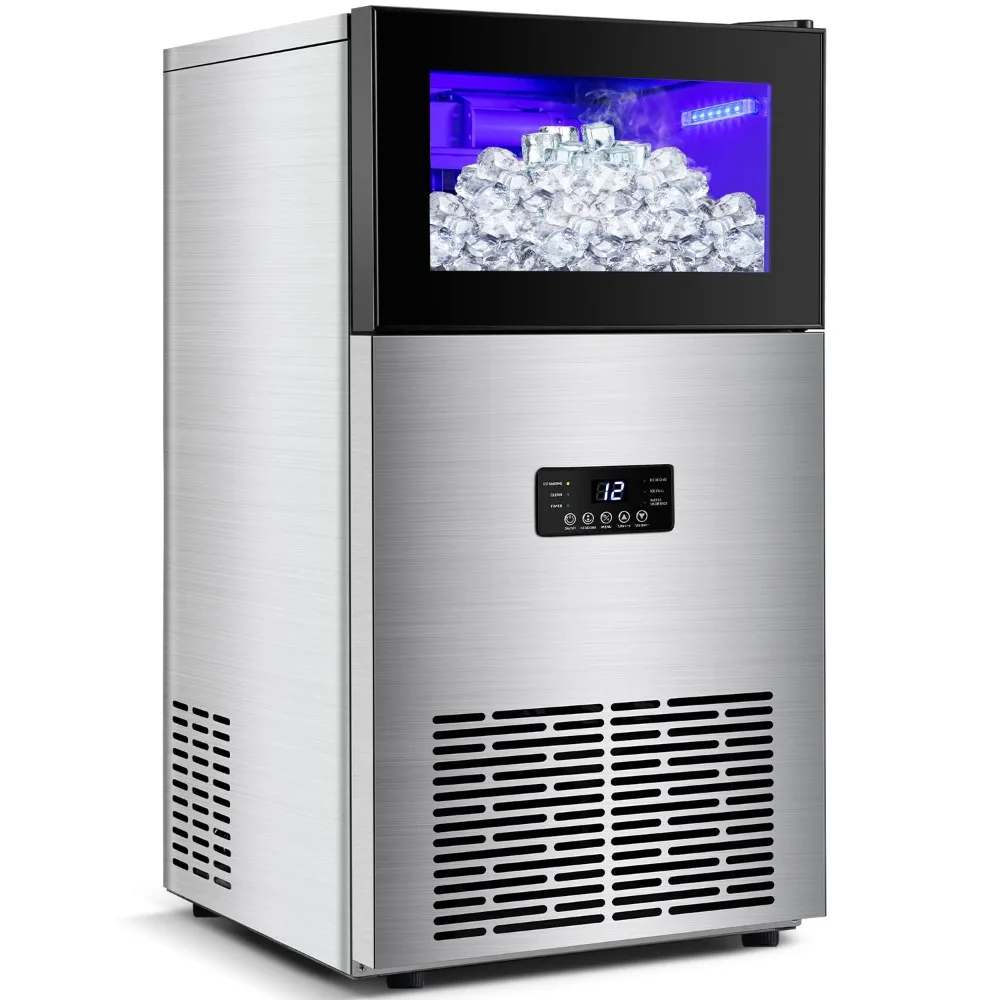 

Ice Maker Machine 130LBS/24H with 35LBS Storage Bin, Stainless Steel Undercounter/Freestanding Ice Cube Maker