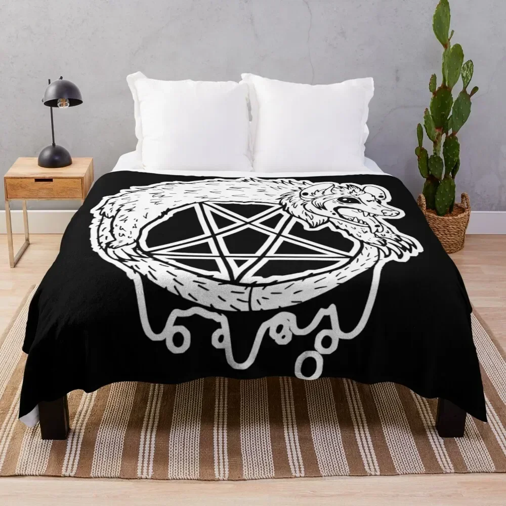 

Pentagram Satanic Furry Gothic Possum Throw Blanket anime Warm warm for winter Blankets wednesday anime Blankets
