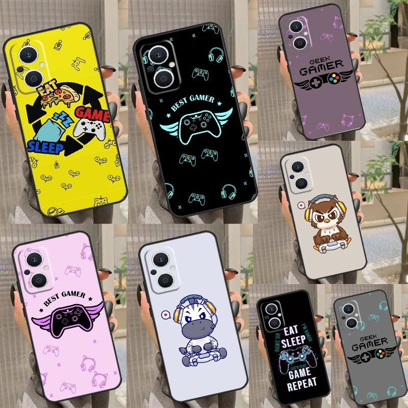 Eat Sleep Game Colorful Back Cover For OPPO Reno 6 7 8 Lite 3 4 5 Z 2Z 8T OPPO Find X6 Pro X2 X3 Neo X5 Lite Case