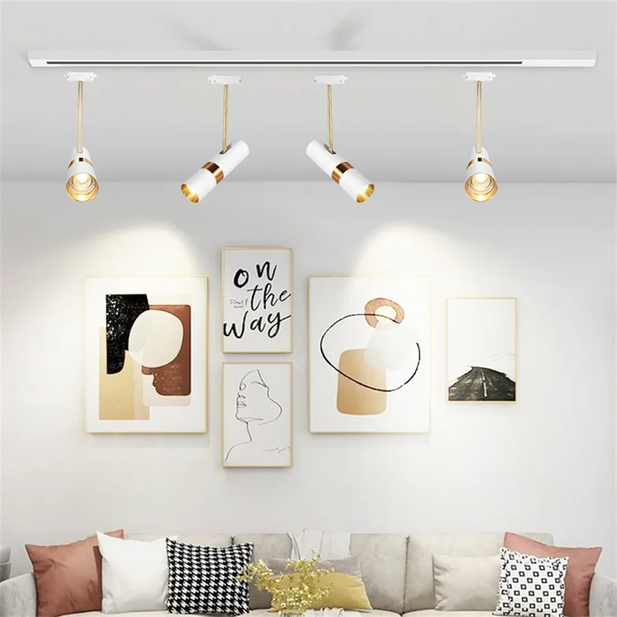 1PC 7W Nordic Luxury Track Light Home Aisle Living Room Background Wall Rail Spotlight Restaurant Cafe LED Ceiling Track Lamp