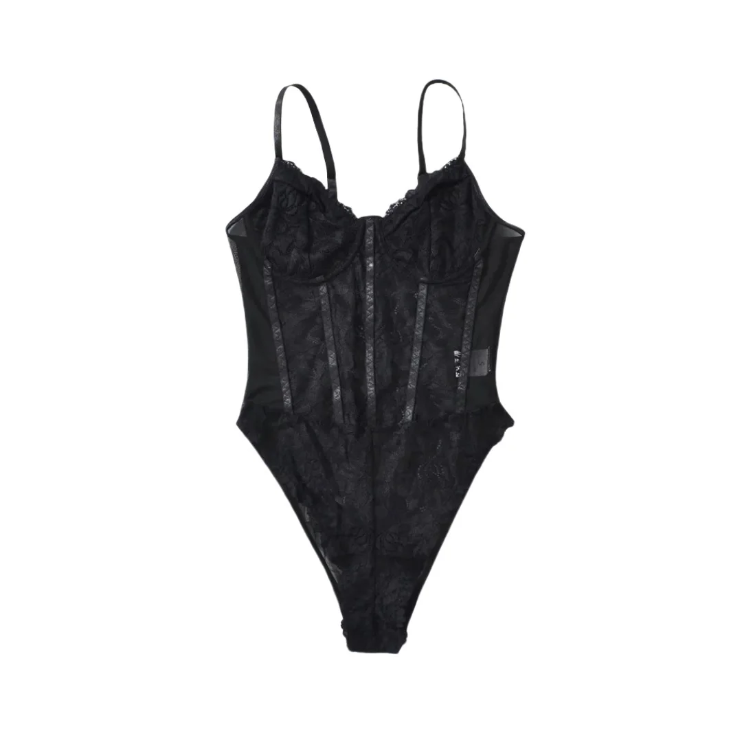 

Women Camis Lace Sheer Bodysuit Jumpsuit