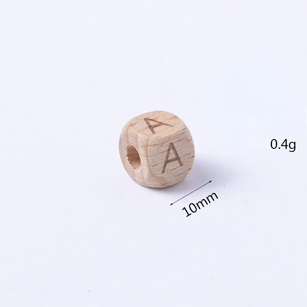 Cuentas de letras de madera para bebé, accesorios para pulsera, mordedores, 2 piezas, 12mm, alfabeto inglés, nombre personalizado