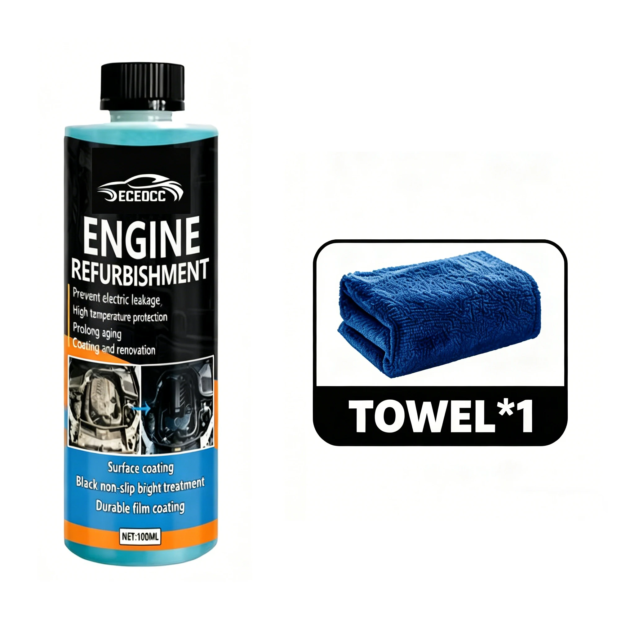 Car Engine Compartment Maintenance Cleaner, Fast Dissolve Oil Grime, Multifunctional Restoration Polish, Durable Engine Life Ext