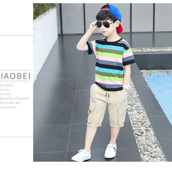 New Summer Boys Clothing Sets Children T-shirt Short Sleeve +Pants Set Two Pieces Set Kids Baby Boys Clothes 6 8 10 Years Old