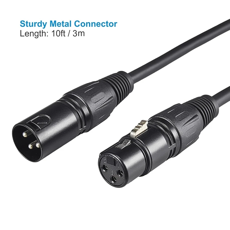 AT51-DMX كابل 10Ft ، 4 قطعة كابلات DMX 3Pin إشارة XLR ذكر إلى أنثى DMX سلك كابل لنقل الإشارة لإضاءة المسرح