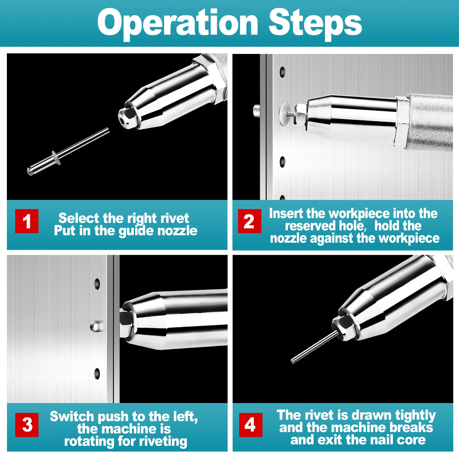 Cordless 10000N Brushless Electric Rivet Gun 2.4~4.8mm Rechargeable Electric Nailing Assembly Power Tools For Makita 18V Battery