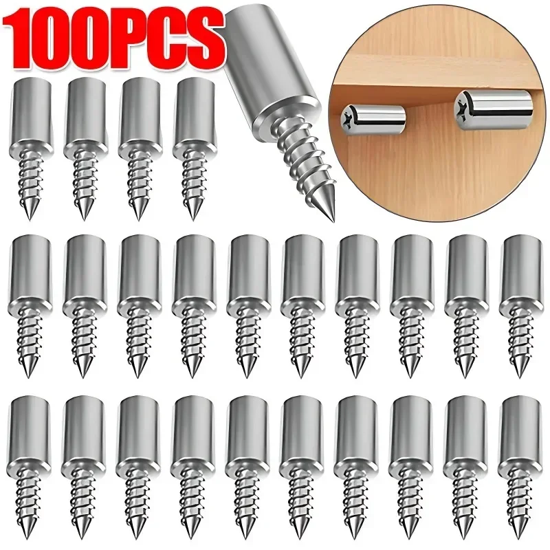 10-100PCS Self Tapping Screw Layer Plate Holder Wardrobe Septum Brackets Fixed Screw Shelf Support Pegs with Non-Slip Sleeve