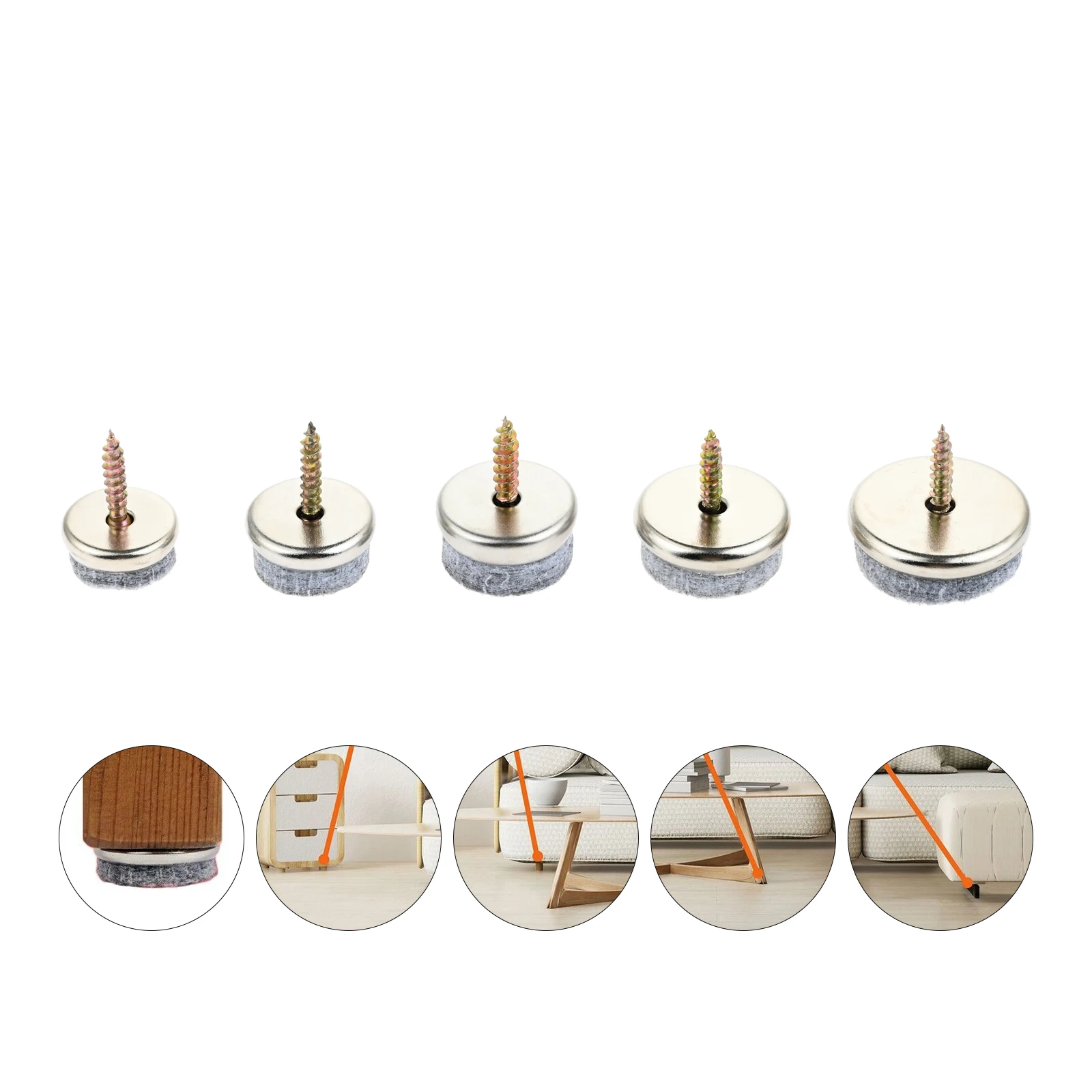 10pcs Screw on Furniture Pads Felt Sliders Furniture Leg Chair Feet Pad Protect Wood Floor Table Sofa Glides 18/20/22/24/28mm